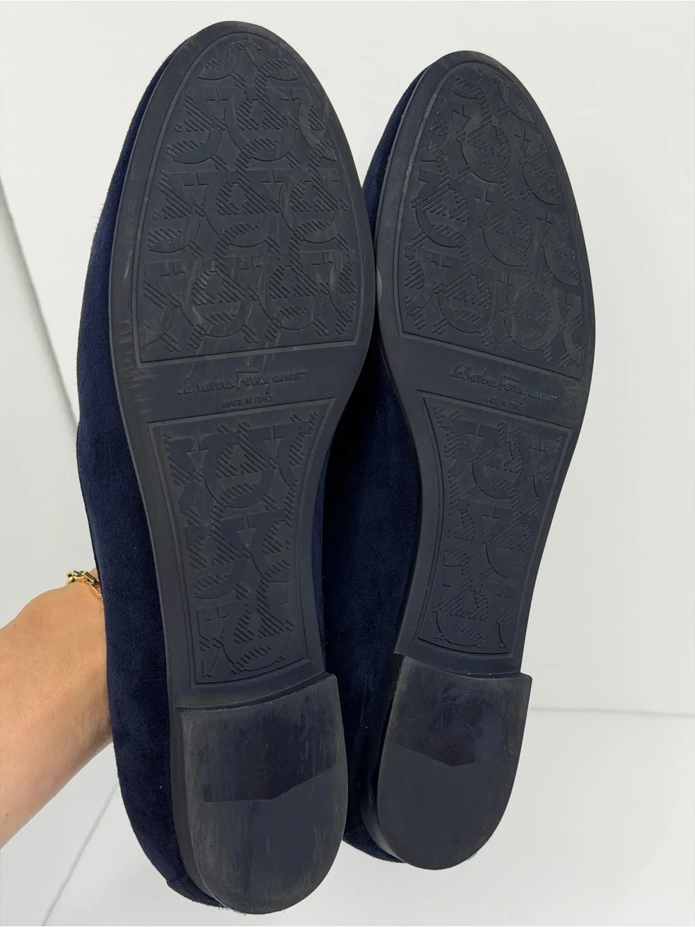 SALVATORE FERRAGAMO Navy Blue Trifoglio Loafer - size 9 C - Picture 7 of 13